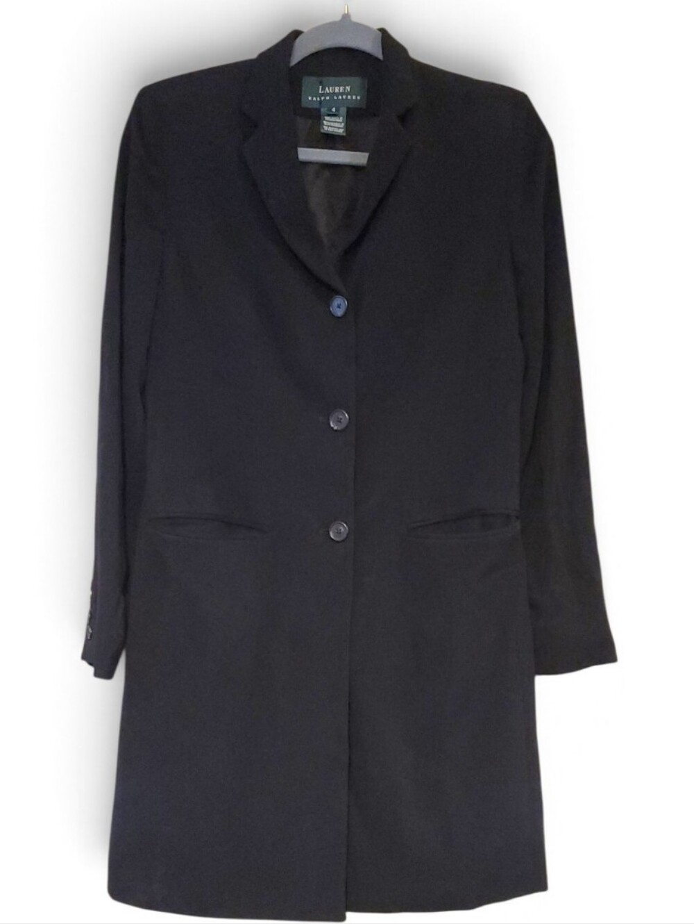 Lauren Ralph Lauren Vintage Lined Long Blazer Dress Coat In Black Size 4